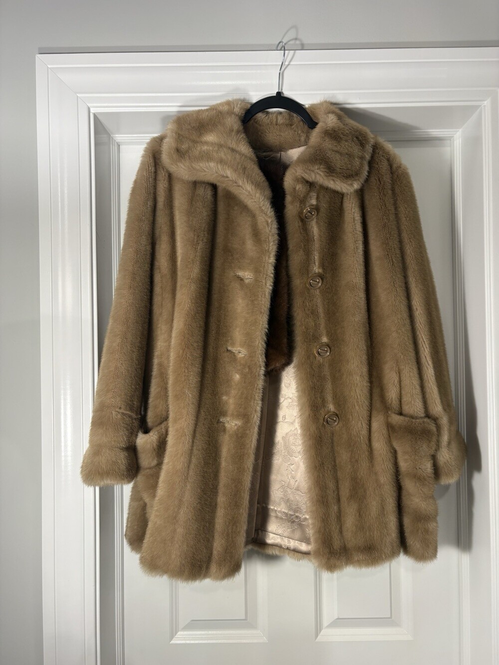 Mincara Russel Taylor Winter Coat Jacket Faux Fur, Light Brown, Size S/M